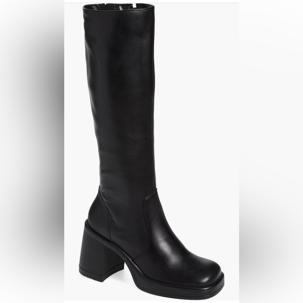 Steve Madden Fanatik Tall Knee High Black Block Heeled Boots